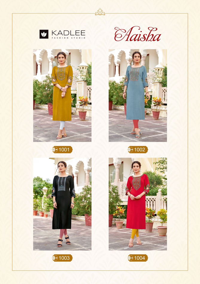 Aaisha By Kadlee Rayon Designer Kurti Wholesale Shop In Surat
